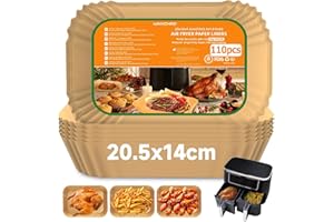 MINVCHAO Backpapier für Heißluftfritteuse Ninja Dual Zone AF300EU AF400EU 110 Stück Airfryer Backpapier mit Ninja Doppelkammer und Anderen Dual Zone Air Fryer(Hot Air Fryer)