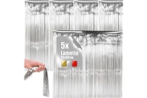 ‎COM-FOUR com-four® 5X Lametta - silberfarbene Lametta Girlande für Weihnachten - Christbaumschmuck für den Tannenbaum - Lametta-Vorhang mit glatten Fäden (silberfarben Premium - 5 Stück)