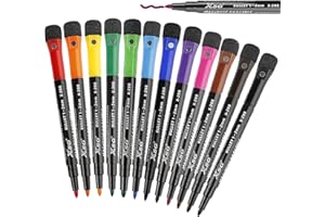 ABEIER Marcadores magnéticos de borrado en seco,12 unidades punta fina marcadores de pizarra blanca de bajo olor con tapa de goma de borrar para estudiantes y profesores suministros para el trabajo en el aul