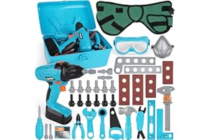 Vanplay Juguetes Niños 3 4 Años Herramientas Juguete con Taladro Eléctrico Juguete Regalo para Niños Niñas 3 4 5 6 Años (52 Piezas)