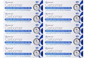 MEDICOM Lumecare Carbomer Cooling and Soothing Eye Gel for Dry Eyes. 10 Tube Multipack