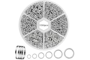 DOETYD 1390 Pcs Jump Rings Boxed Silver Round Hoops Metal Ring for Jewelry Making DIY Craft Making Such as Bracelet Pendant Necklace Earring