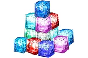 Xrten 12 Stück mehrfarbige leuchtende Eiswürfel, LED-Eiswürfel, geeignet für Bar, Tanz, Empfang, Party, Hochzeit