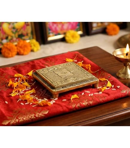 SATVIK Brass Aarti Diya con mango de anillo apoyado Puja Jyot lámpara