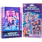 KPop Demon Hunters Stationery Set for Girls, Includes Notebook and Set of 500 Stickers, Gift for Girls