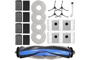 DIANSUNG Accessoires pour Ecovacs Deebot T50 Max Pro Omni,T50 Max Pro Omni Gen2 robot aspirateur pièce de rechange,Brosses à rouleau+4 chiffon de nettoyage+4 sac à poussière+4 brosses latérales+4 filtres
