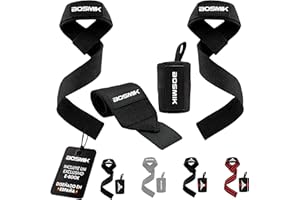 BOSMIK Straps Gym - Muñequeras Gym - Set Correas Levantamiento de Pesas Muñequeras Crossfit - Powerlifting Straps - Regalo Gym - Hombres y Mujeres