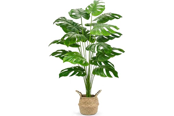 Der Rose 112 cm höga falska växter med korgar Stora konstgjorda Monstera växter inomhus, enkel montering Faux-träd för utomhuskontor, vardagsrum, sovrum, hem, lägenhetsdekoration