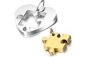 OIDEA Collana per Coppia Lovers Collana in Acciaio Inox con Pendente Puzzle Cuore Regalo per Amante,Colore a Scelta(1 Coppia)…