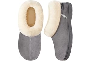 EverFoams Women's Microsuede Fuzzy Plush Lined Slippers with Cosy Memory Foam