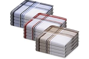 JEMIDI 12x Mouchoirs tissus homme - Lot de 12 mouchoirs 40 x 40 cm réutilisables en coton - Lavables en machine et compatibles avec sèche linge