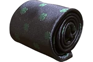 Frederick Thomas Navy Blue Men’s Tie with Lucky Four Leaf Clover Pattern, 147cm Length Classic Necktie for Office, Weddings and Formal Occasions, Classic 8cm Width