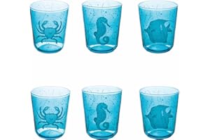 VILLA D’ESTE HOME TIVOLI Villa d'Este Home Tivoli Juego de 6 vasos de agua de 315 ml, de cristal, diseño marino, Under Sea
