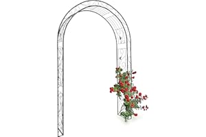 Relaxdays Arche à rosiers tuteur pour roses obélisque Support de plantes grimpantes colonne de Jardin en fer revêtu de poudrage-H x l x P: 226 x 144 x 36,5 cm-noir