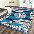 Sparrow World Superfine 5d Designer chennille Living Room Carpet, Area Rug,durries-5 x 7 feet, Sky Blue