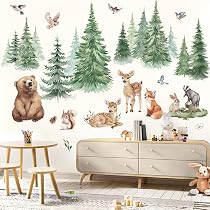 wondever Adesv Mural Anmal Foresta Albero Stcker da Muro Anmal