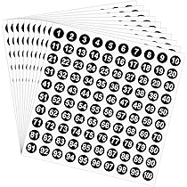 Cijferstickers 1 tot 100 ronde 50 vellen vinylstickers met doorlopende Gjinxi cijfers zelfklevende nummerstickers kleine etiketten labels stickers waterdichte stickers school opslag (wit