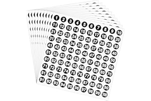 AEAOCVO 1-100 okrągłych naklejek z cyframi, 10 arkuszy kolejnych etykiet, samoprzylepne, małe numerowane naklejki do biura, domu, kuchni, klasy