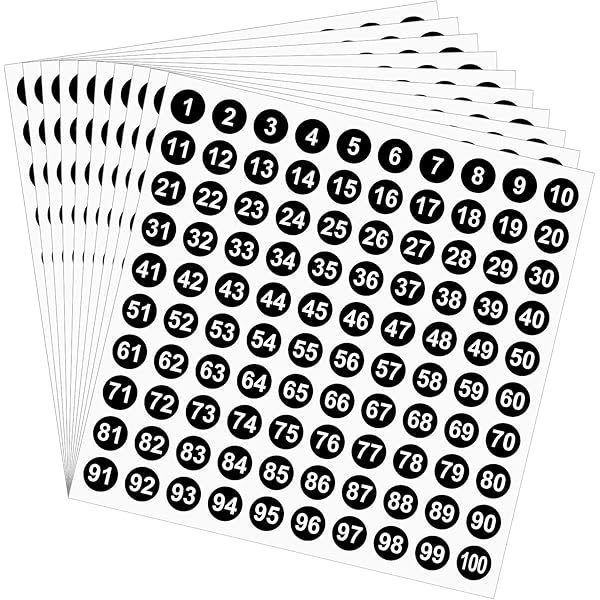 2000 Etichette Numeri Adesivi Rotondi - 10 Mm, Da 1 A 100 - Rosso, Verde, Blu, Nero - Per Organizzazione, Ufficio, Casa - Foto 5