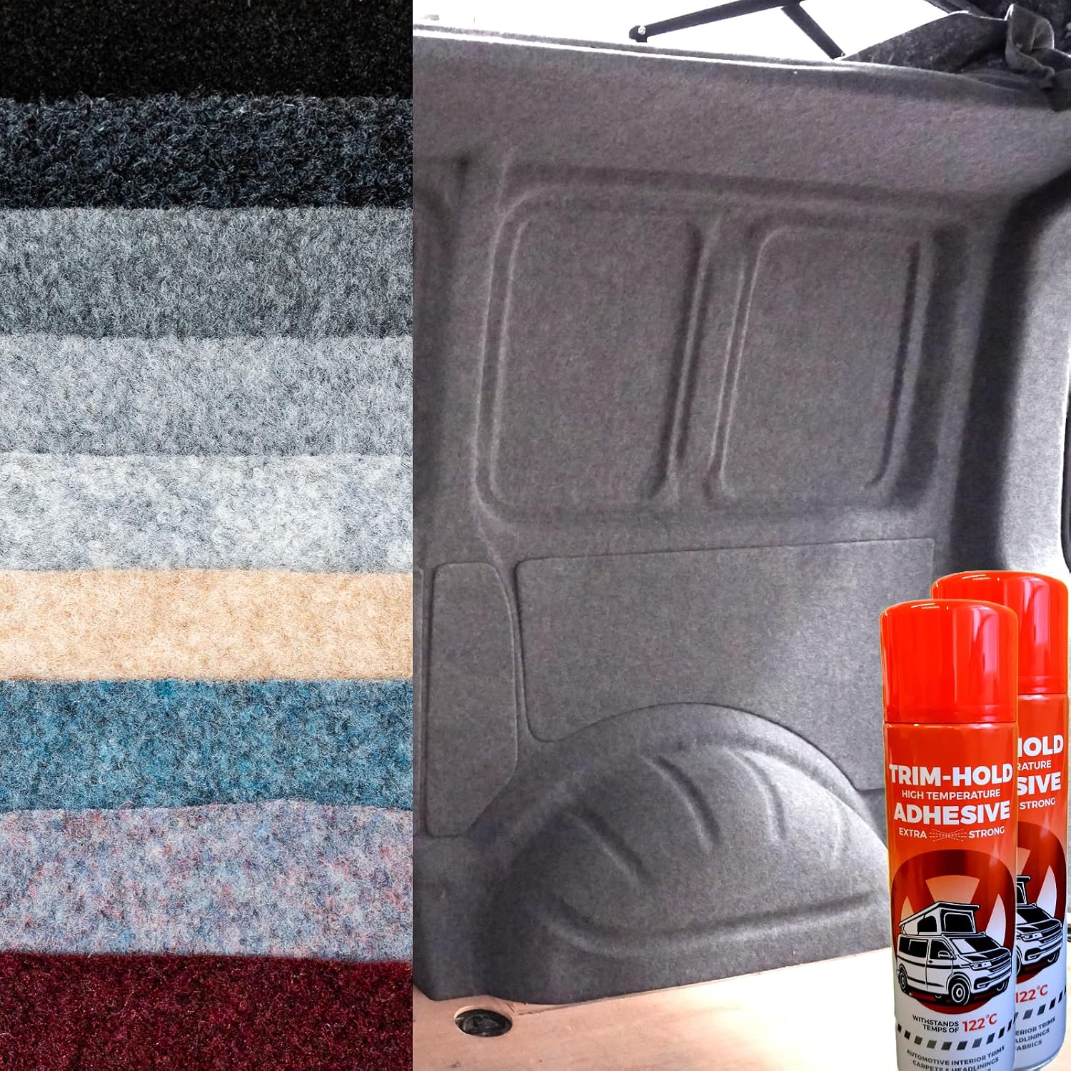 Vandalised- 4 Way Stretch Carpet Lining – for Camper/Van/Caravan - 9 Colours, Various Lengths with Glue (2:Anthracite, 2meter x 2meter 2xGlue)