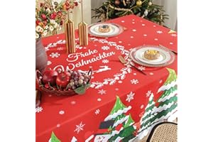 IEVERY Weihnachtstag Tischdecken Fleckschutz Pflegeleicht Abwaschbar Schmutzabweisend Table Cloth für Küche, Esstisch, Couchtisch, Parteien, Abendessen 150x220cm