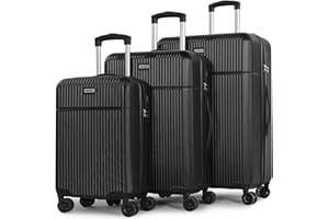 Searoute Suitcase Sets 3 Piece ABS Hard Shell Lightweight Durable Trolley Travel Luggage Set with 4 Spinner Wheels and TSA Lock (Small, Medium, Large)