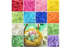 LDBKLGHJ Riempimento di Rafia per Cesto Regalo Carta Tagliuzzata per Regali Rafia per Borse e Bomboniere - Set Variopinto di 12 Colori, Perfetto per Decorare Cesti, Regali e Easter Egg