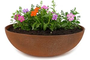 matches21 HOME & HOBBY Macetero para exterior con aspecto oxidado, 45 x 13 cm, resistente a la intemperie