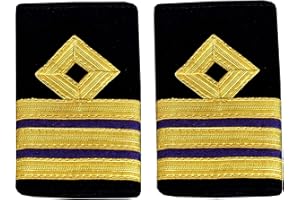 handembroideryuk Second Engineer Diamond Epaulette, Merchant Marine Navy, Four Bar Gold Slide
