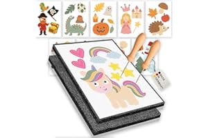 CREATIVE FOX Prickelnadel Set Kinder mit 10 Vorlagen - Prickelset für Kinder - 2x Prickelnadel mit Holzgriff & 2x Prickelfilz (20cm x 15cm x 1cm) – Ergonomisch & sicher – Ideal zum Prickeln – Made in Germany