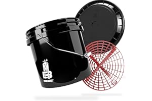 Magic Bucket Car hand wash bundle, wash bucket with matching bucket lid, 3.5 US gallonen, approximately 13 Litres | With Grit Guard Bucket Insert Dirt Strainer | Wash Set Black/Red