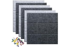 Uoisaiko Large 30x30cm Felt Board Tiles with 30 Pins, Pack of 6 Bulletin Board Notice Boards for Home Office Kitchen, Self Adhesive Pin Board Wall Tiles for Photos Memos