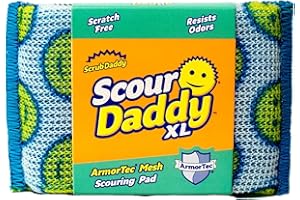 Scrub Daddy Scour Daddy XL, Estropajo Cocina Limpieza, Almohadilla de Fregar Resistente para Limpiar, Alternativa a los Estropajos Metálicos para Cocina, Esponjas para Lavar Platos, Grigio