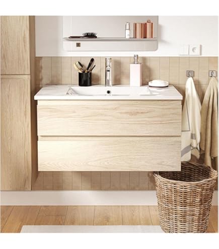 Meuble De Salle De Bain Avec Une Vasque En Céramique - 2 Portes Et 4