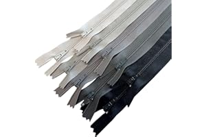 MARARDI [Pack 10] Cerniere [Grigi] Nylon [45 cm] Chiusure Lampo per Cucito e Artigianato per Stoffa Vestiti Borse per Cucire a Macchina Patchwork Tessuto di Cotone con Chiusura in Metallo