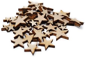PICTURE PERFECT PARTY [Star Shaped] Wooden Embellishments - Mixed Mini Scrapbooking Shapes for Craft