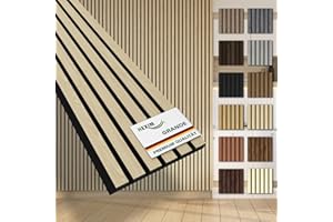 HEXIM Akustikpaneele Musterstück Holz Grande - XXL Wandpaneele Platten Lamellen Holzpaneele Echtholzfurnier 21mm Filz Schalldämmung MDF Hellbraun (Light Oak)