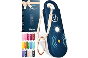 Vantamo Persönlicher Alarm für Frauen – Extra Laute Doppel-Lautsprecher, zuerst mit niedrigem Batteriestand mit Stroboskoplicht, wiederaufladbar – Sicherheitsalarm, Schlüsselanhänger (Marine)