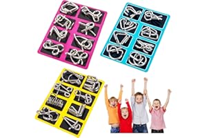 RYFPDML 24Pcs Metal Brain Teaser Puzzles Toy, Mind Metal Puzzles for Kids, Basket Stocking Stuffers Ring Magic Trick Toy for Kids Adults Challenge Indoor Outdoor Decor (B)