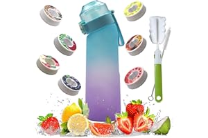 BOPELMALLS 10pcs Air Water Bottle Flavour Pods Pack With 7 Flavour Pods And Brush,650ml Fruit Fragrance Scented Water Cup BPA Free 0% Sugar For Fitness And Outdoor (Blue&purple+7pods)