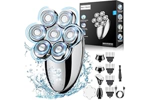 EATNEAT Head Shavers for Bald Men, 7D Upgraded Shavers for Men with LED Display, 5 in 1 Rotary Skull Shaver, IPX7 Wet/Dry Mens Cordless Shaver Grooming Kit with with Hair Clippers Beard Trimmer Nose Trimmer