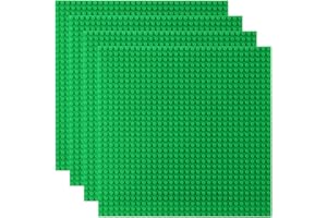 OHLING 4 Pack Classic Baseplates Compatible with Lego, Large 10"x10" Building Bricks Building Board Base Plates with 32 x 32 studs Build and Display Board Set for All Major Brands and Activity Table, Green