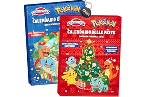 Dolci Preziosi Pokemon Calendario dell'Avvento 2023 con Cioccolato Finissimo al Latte 270g con Portachiavi CAIYA® [Singolo Calendario]