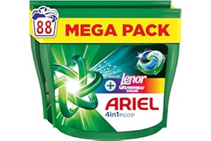 Ariel Pods 4en1, Lessive en Capsules, Avec Une Touche De Lenor Unstoppables, 88 Lavages (44x2), 7 Jours De Fraîcheur Longue Durée, Dissolution Rapide Même à Froid, Fabriqué en France