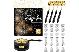 YYSWSAKY Zinngießen Set für Silvester - Massivholzofen, Schmelzlöffel, Zinnfiguren, Orakelheft, Wachsgießen für Partyspiele und Wahrsagerei Spiel