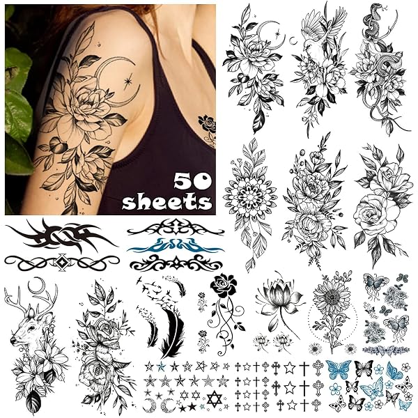 Temporäre Arm Tattoos – Große Wasserfeste Aufkleber Für Männer & Frauen