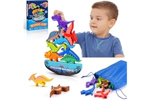 DejaNard Dinosaurier-Stapelspielzeug aus Holz, Montessori Spielzeug & Weihnachts-Geschenke für Kinder