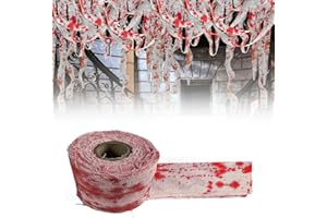 ChAusa Garza Bianca Halloween 8cm*10m Garza Insanguinata di Halloween Bende Decorative di Halloween Nastri Decorativi Spaventosi Raccapriccianti per Cortile Scale Windows Festa a Casa Accessori