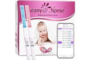 Easy@Home 50 Ovulation Test Strips and 20 Pregnancy Test Strips-Width of 5mm-Powered by Premom Ovulation Predictor iOS and Android App