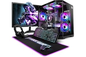 VIBOX PC Gamer Complet • 23" Écran • AMD Ryzen 5 5500 4,2 GHz • Nvidia RTX 3050 6 Go • 16 Go RAM • 1 to NVMe M.2 SSD • Windows 11 • WiFi • Noir